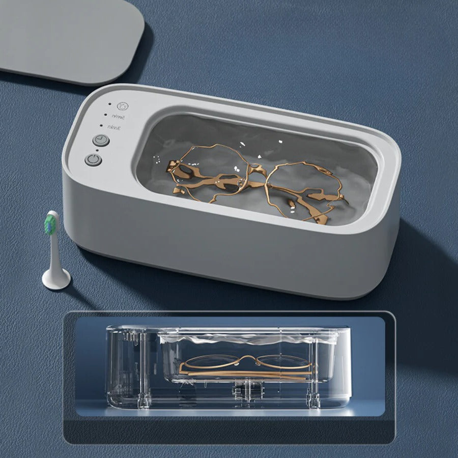 Limpiador ultrasónico inteligente | Dispositivo de limpieza profunda con diseño ecológico | Ciclo rápido para el cuidado sencillo de joyas y gafas