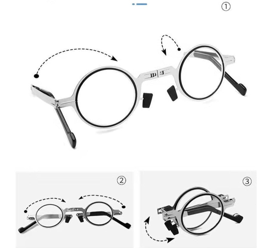 Pocket Reading Glasses with Folding Metal Frame – Ultra-Lightweight Reader Specs in Hard Case for Men & Women