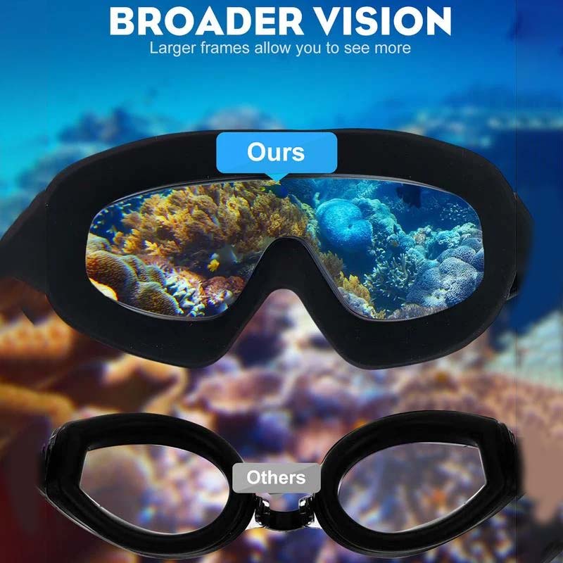 Wearclo | Gafas de natación antivaho de visión amplia con ajuste cómodo | Diseño elegante para una mayor visibilidad