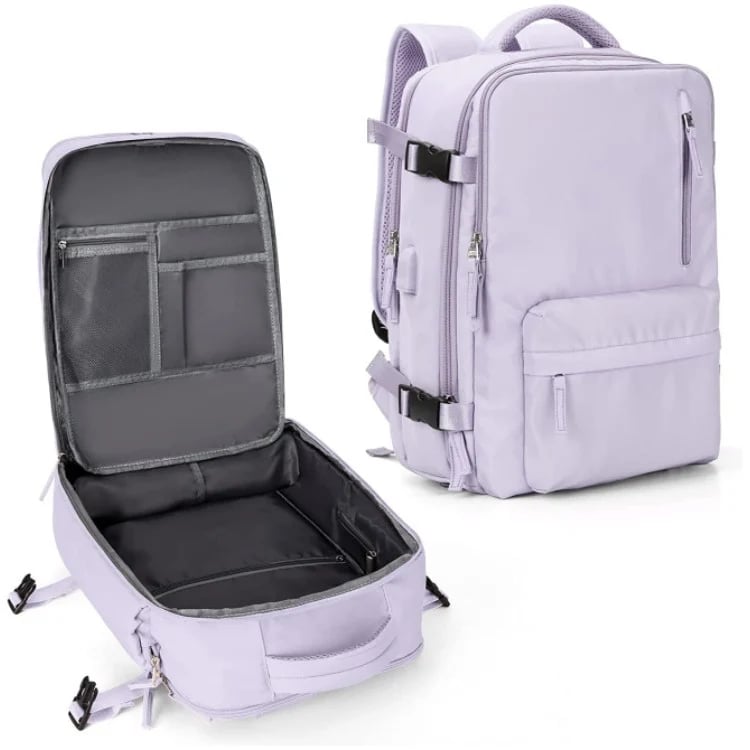 Mochila de viaje para mujer, mochila para portátil con puerto USB, mochila resistente para el trabajo con compartimento para zapatos