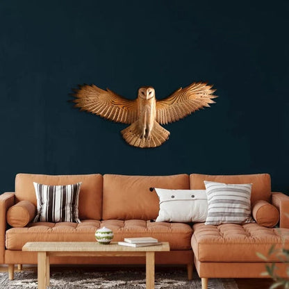 Búho majestuoso | Arte de pared de madera con acabado natural | Artesanía para un ambiente hogareño tranquilo