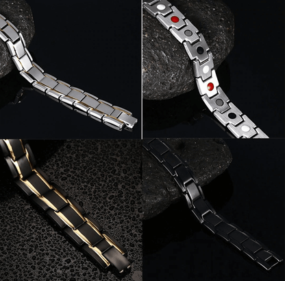 Stainless Steel Wellness Bracelet with Embedded Magnets for Daily Comfort & Style | Men's & Women's Accessory for Active Living