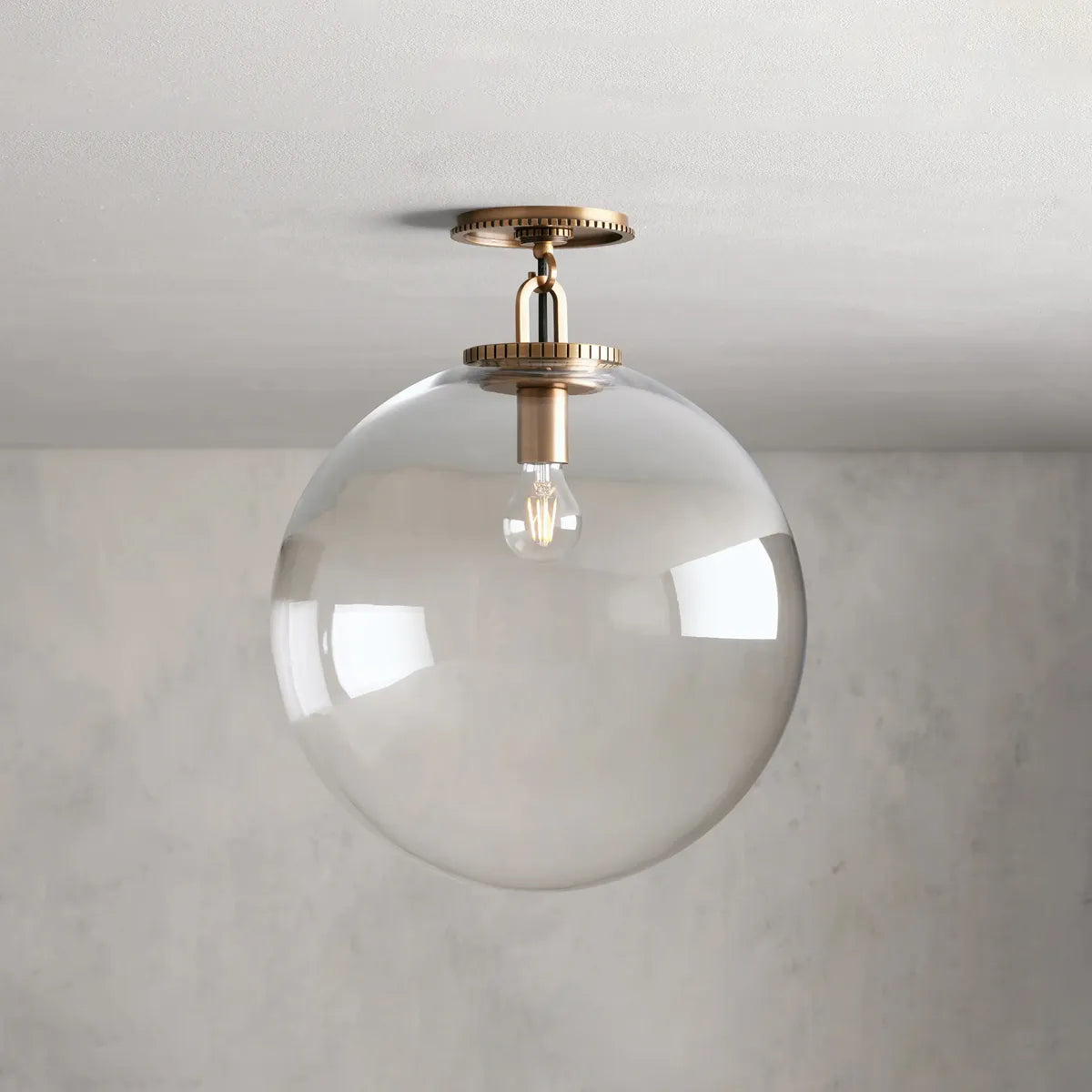 Globe Ceiling Light Fixture Steel Frame E26 Socket Flush Mount for Living Room Bedroom Hallway Entryway Modern Farmhouse Industrial Lighting