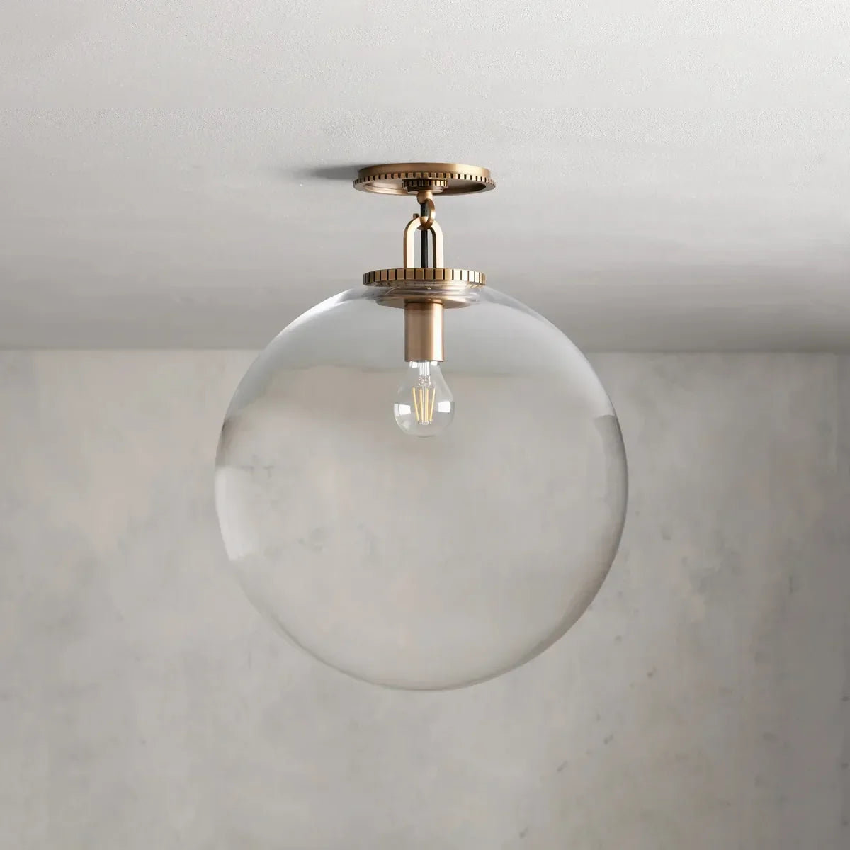 Globe Ceiling Light Fixture Steel Frame E26 Socket Flush Mount for Living Room Bedroom Hallway Entryway Modern Farmhouse Industrial Lighting