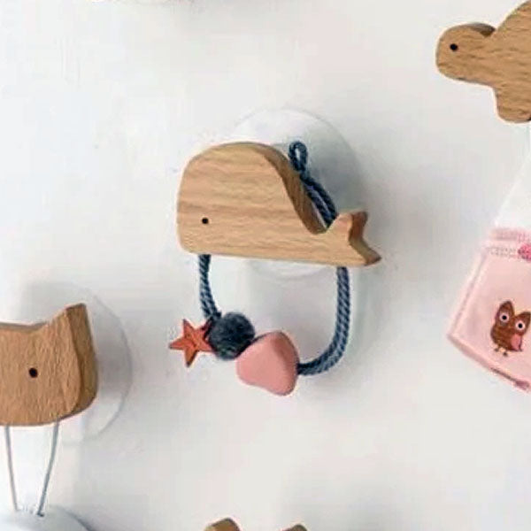 Animal-Shaped Wood Peg Rack for Kids' Rooms — Self-Stick or Screw-Mount Entryway Organizer, Nursery Decor Hanger for Coats, Backpacks & Acce