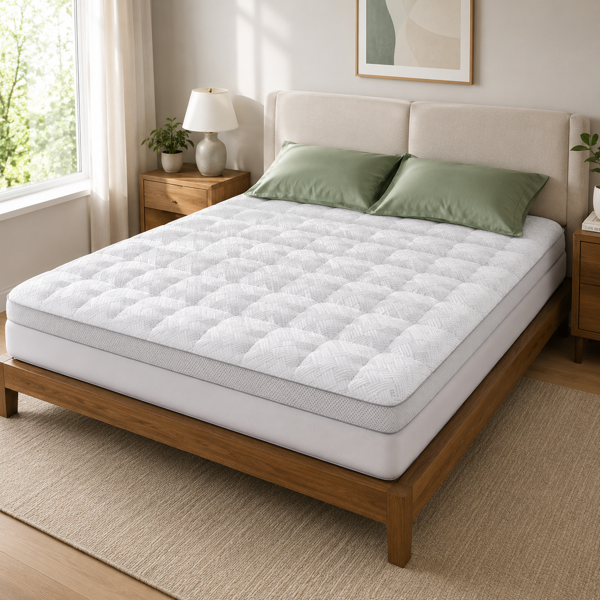 Comfort Cloud | Sobrecolchón de bambú con cubierta tipo almohada de 3 pulgadas | Diseño transpirable para la máxima comodidad al dormir