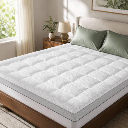 Comfort Cloud | Sobrecolchón de bambú con cubierta tipo almohada de 3 pulgadas | Diseño transpirable para la máxima comodidad al dormir