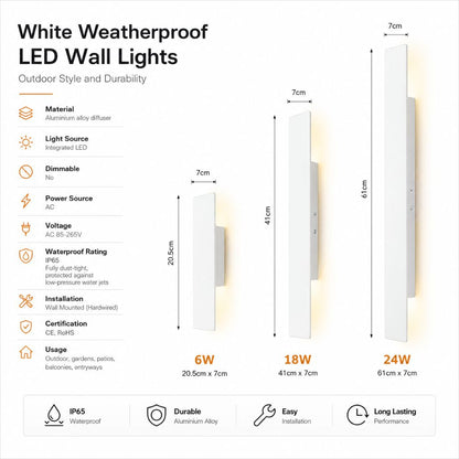 Lámpara de pared LED para exteriores, aplique de aluminio impermeable para patio, jardín, entrada, iluminación exterior moderna, 6W 18W 24W