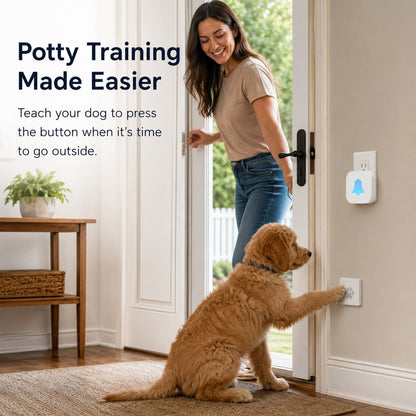 Ortekor Wireless Dog Doorbell for Potty Training - Self-Powered Paw Button & Plug-In Chime to Help Dogs Ask to Go Outside