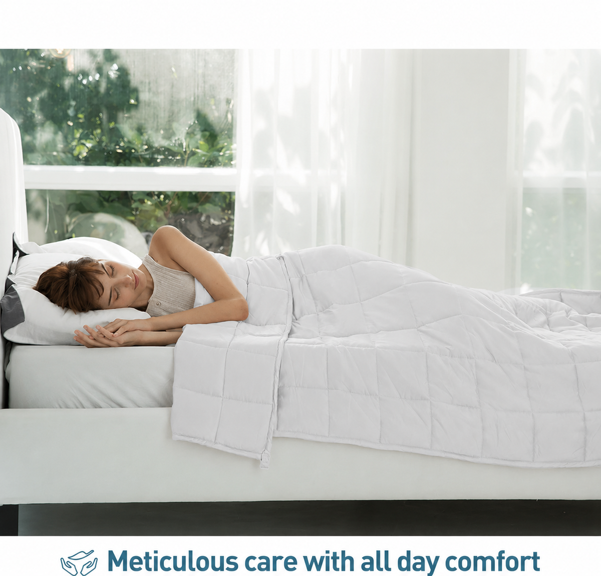 Comodidad Acogedora | Manta con peso para adultos con tela refrescante | Diseño transpirable para todas las estaciones para una relajación total