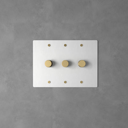 Rotary Light Dimmer Switch with Brass Knob for Stepless Brightness Adjustment in Living Room Bedroom Hallway Contemporary Wall-Mounted Panel