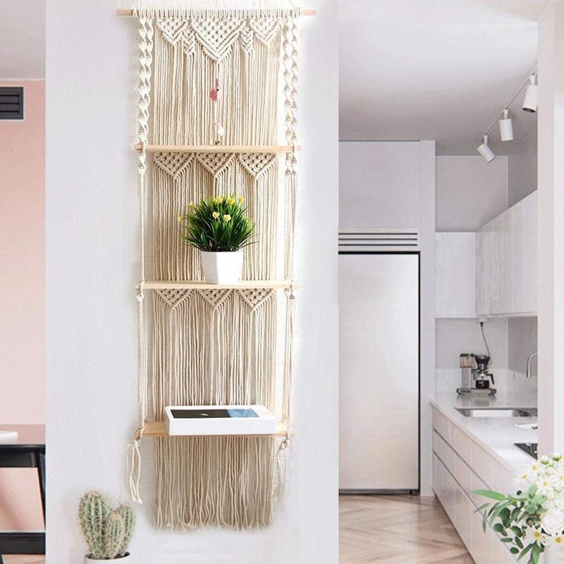 3-Level Macrame Hanging Shelves