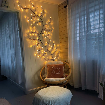 LED Branch Light Bendable 8ft Decorative Vine with Remote Timer Adjustable Copper Wire Twigs for Home Decor Mantle Living Room Bedroom Indoo