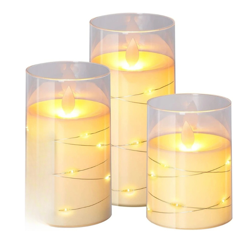 Battery-Operated LED Pillar Candles with Flickering Flame & Timer – Flameless Candle Lights for Home Decor, Weddings, Holidays