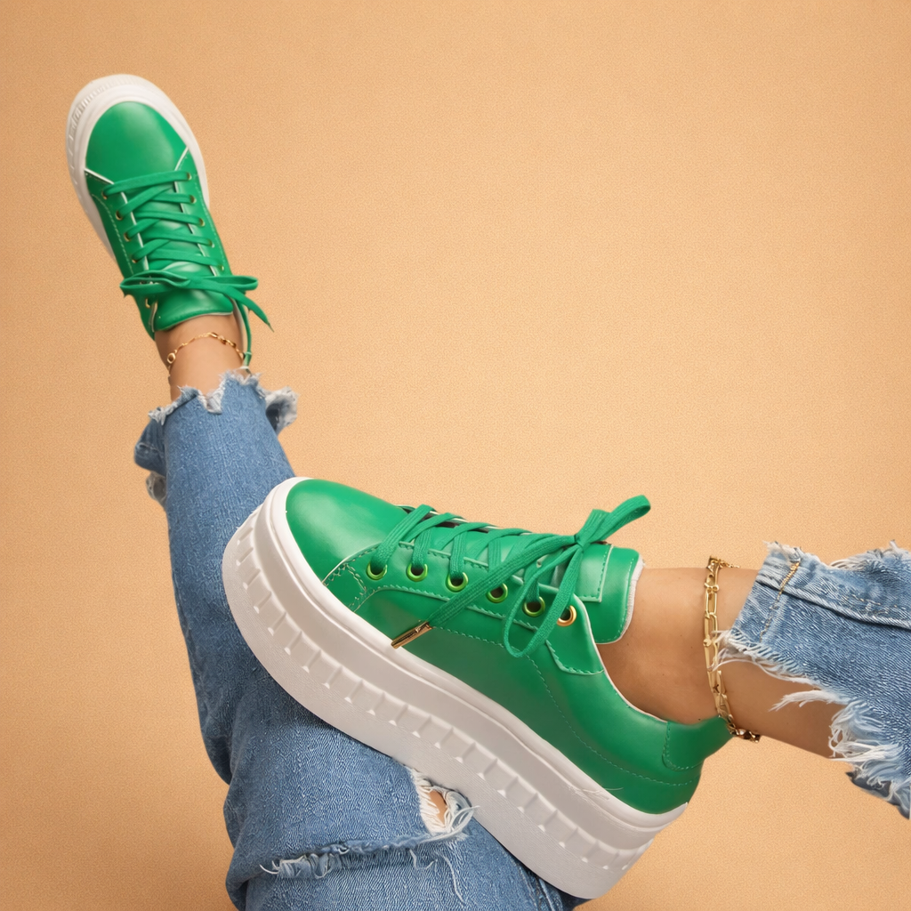 Thick Sole Lace-Up Athletic Shoes for Women – Height Boosting Fashion Sneakers for Everyday Wear