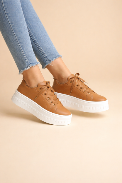Thick Sole Lace-Up Athletic Shoes for Women – Height Boosting Fashion Sneakers for Everyday Wear