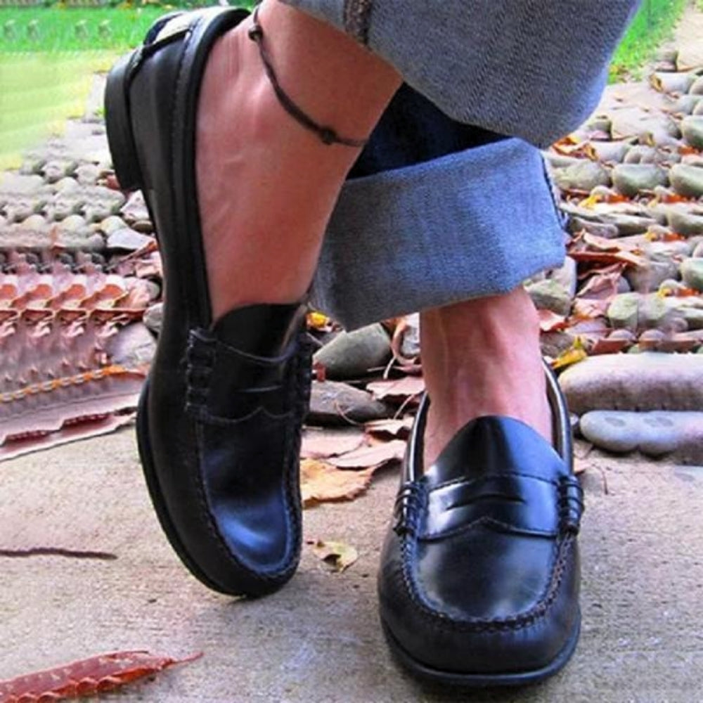 Cushioned Leather Slip-On Loafers for Women – Ergonomic Arch Support Footwear for All-Day Comfort & Casual Style
