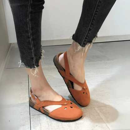 Arch-Support Closed-Toe Slingback Sandals for Women – Adjustable Cross-Strap Summer Footwear with Contoured Footbed for All-Day Wear