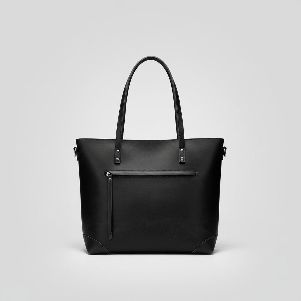 Bolso tote de cuero vintage | Bolso grande con cremallera y correa ajustable | Elegante accesorio de uso diario para todos tus esenciales