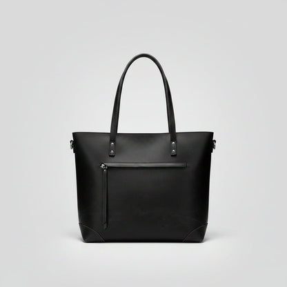 Bolso tote de cuero vintage | Bolso grande con cremallera y correa ajustable | Elegante accesorio de uso diario para todos tus esenciales