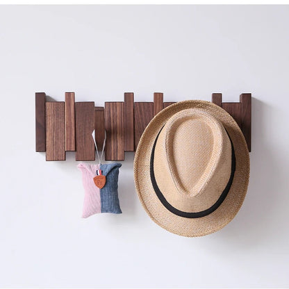 Wall-Mounted Entryway Hook Rack with Musical Keyboard Design in Real Wood Finish – 4, 6, or 8 Hooks for Coats, Hats, Scarves, Bags – Compact