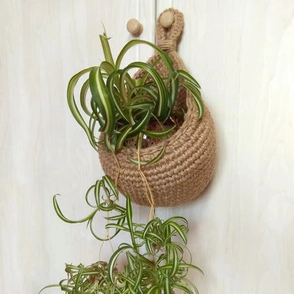 Handwoven Hemp Rope Wall-Mount Organizer for Kitchen Produce & Pantry Items | Natural Fiber Space-Saving Caddy | Farmhouse Décor