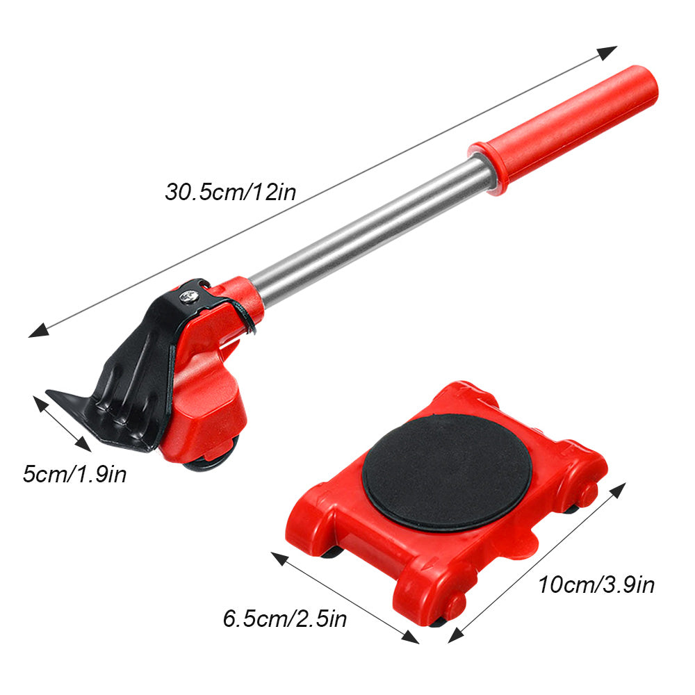 Heavy-Duty Furniture Moving Kit with Lifter Bar & Rolling Pads for Sofas Cabinets Appliances Hardwood Tile Carpet Floors Home Office