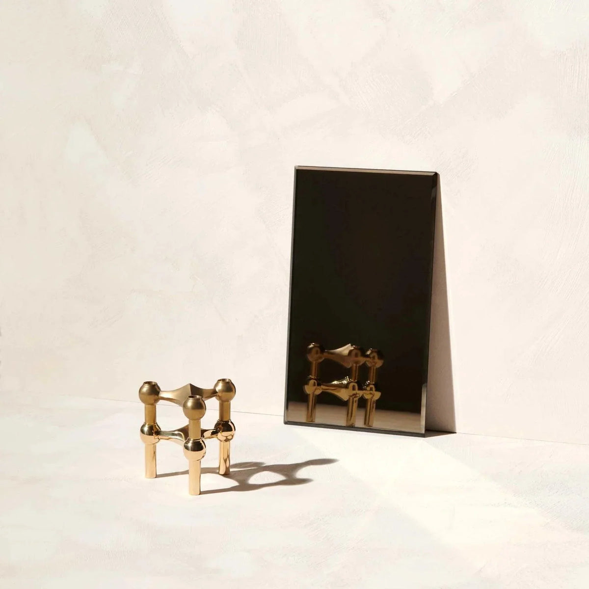 Stackable Brass Candle Holders 2.6 in Height Geometric Accent Pieces for Dining Table Sideboard Living Room Décor