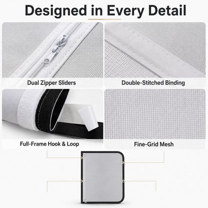 Ortekor Zippered Pet Mesh Door Barrier for Bedrooms & Home Offices - Helps Keep Cats in Designated Rooms Without Closing the Door