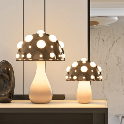 Rechargeable LED Desk Lamp with 3 Brightness Modes, Gold Aluminum Mushroom Night Light for Bedroom, Office & Living Room