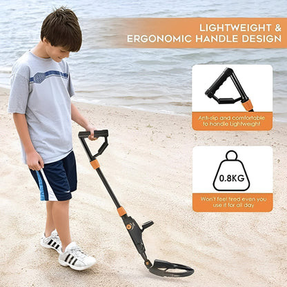 Junior Metal Detector with Waterproof Coil for Kids – Adjustable Treasure Finder with Target ID Mode for Beach, Park & Backyard Adventures