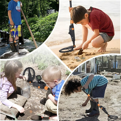 Junior Metal Detector with Waterproof Coil & Target ID – Adjustable Treasure Finder for Kids Ages 6-12 – Beach, Park & Backyard Detecting